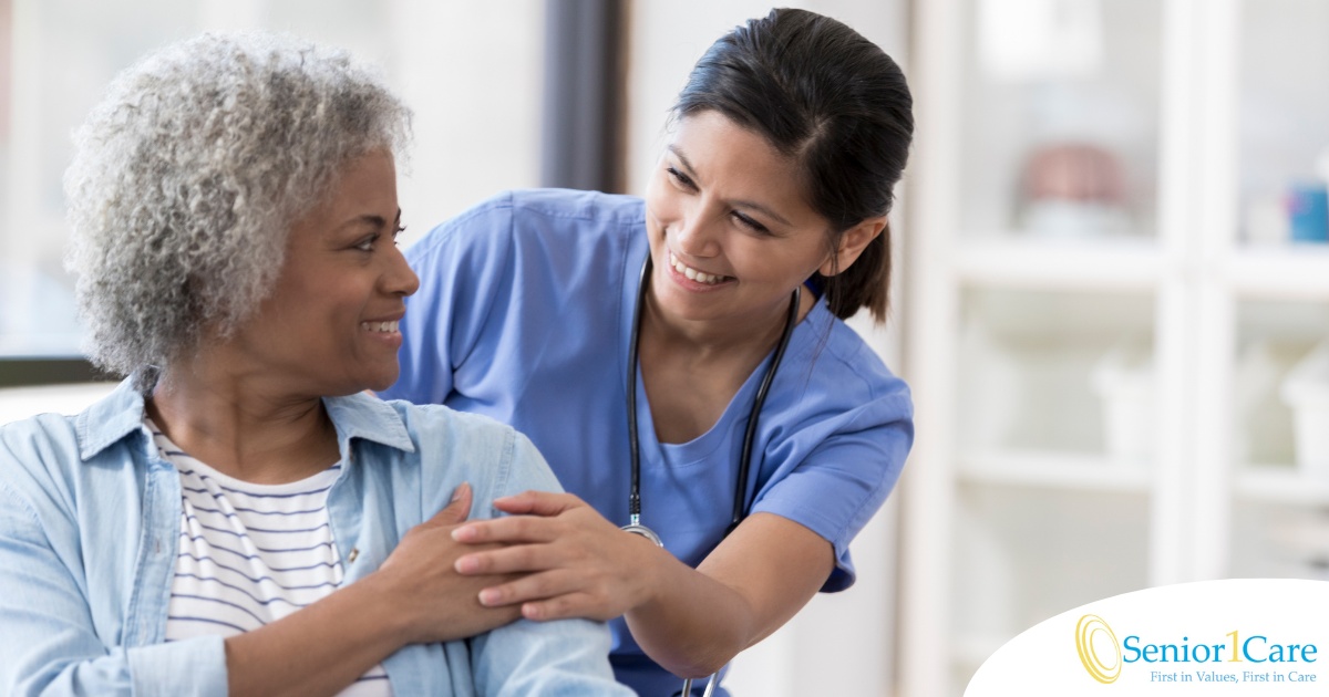 A nurse warmly takes care of a patient, representing the quality care and hard work that National Nurses Month highlights.